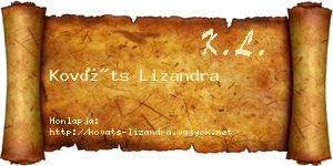 Kováts Lizandra névjegykártya